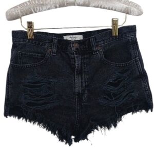 Abercrombie & Fitch Women's Size 2 26 Shorts Demin Black Distressed Cut Off Raw